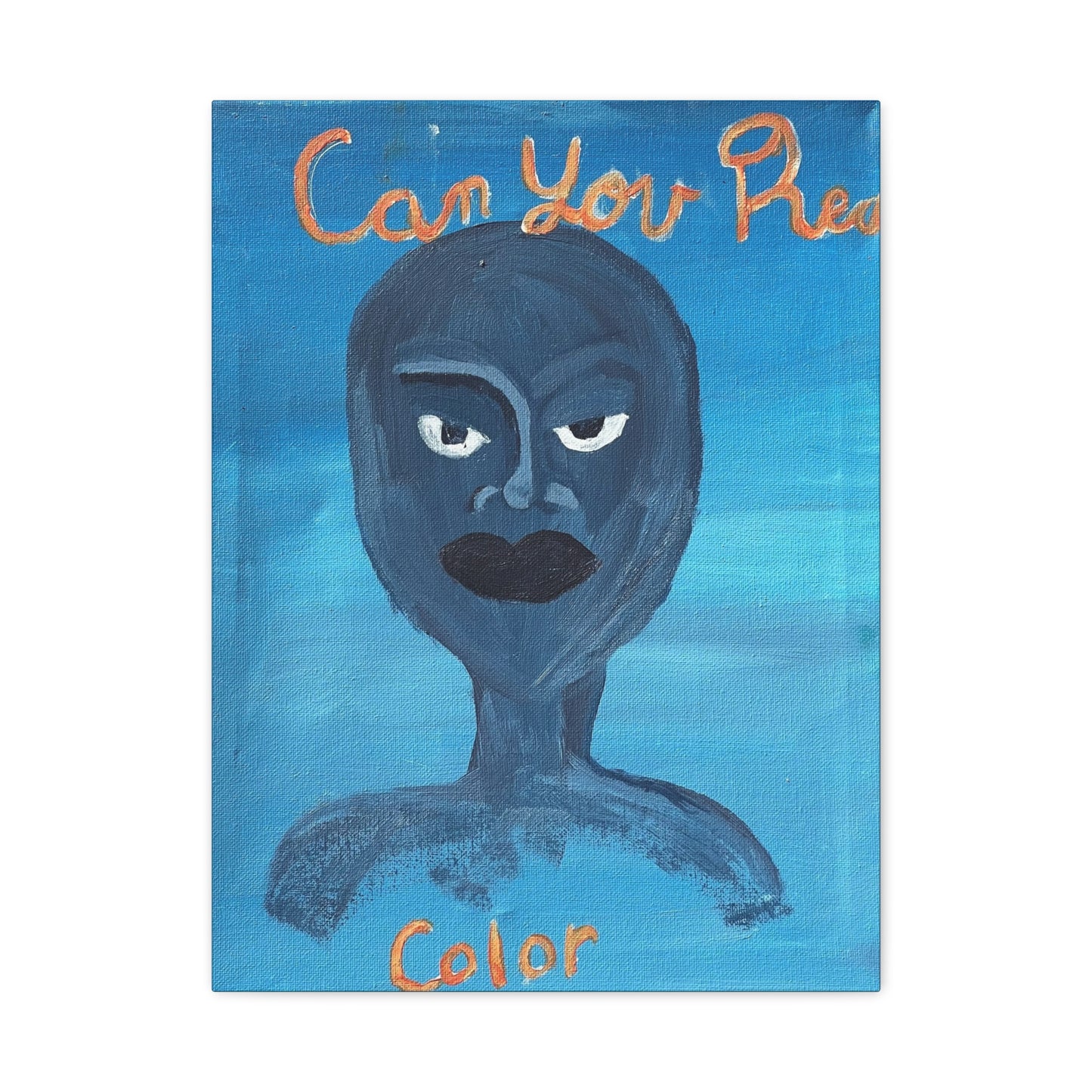 Blue Abstract Portrait Canvas Print — "Can You Hear" Matte Stretched Wall Art Printify