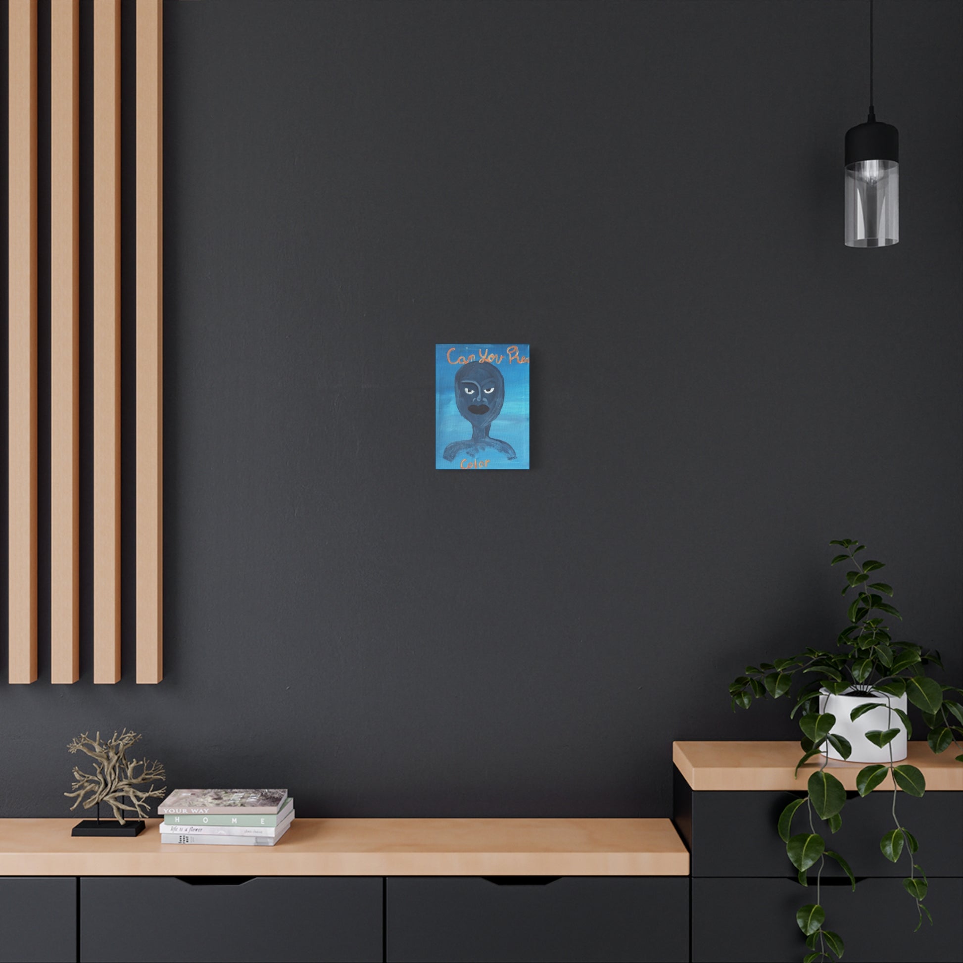 Blue Abstract Portrait Canvas Print — "Can You Hear" Matte Stretched Wall Art Printify