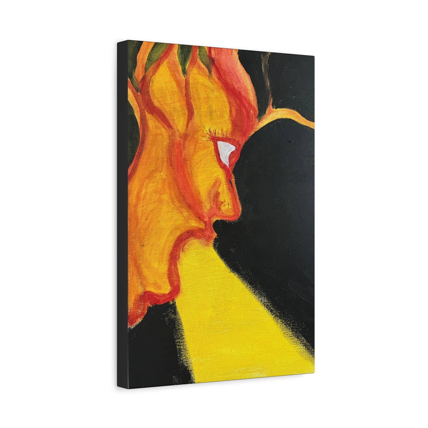 Abstract Sunburst Face Canvas Print — Vibrant Yellow & Orange Matte Wall Art Printify