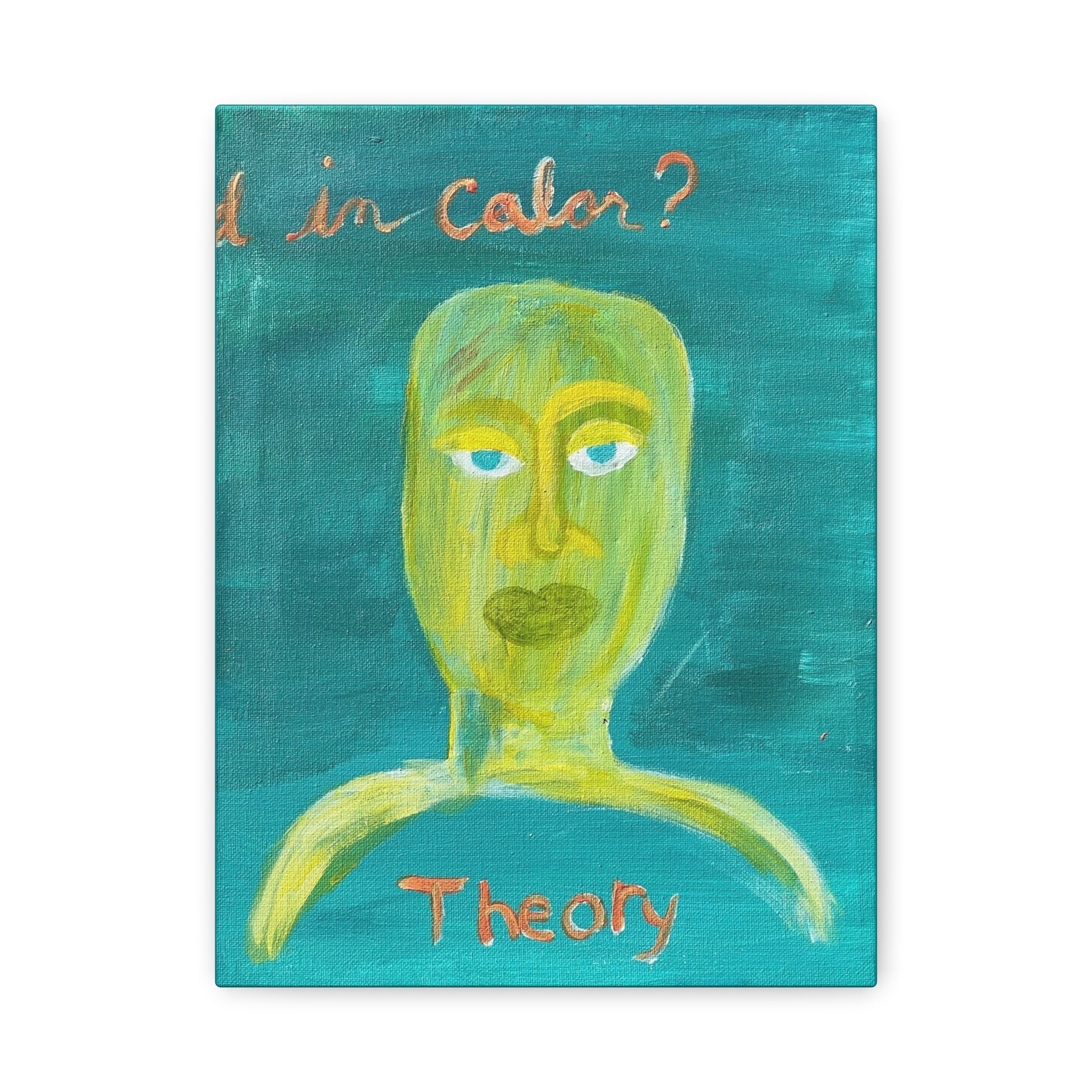 Abstract Face Painting Canvas - "Theory" Turquoise Matte Stretched Wall Art Printify