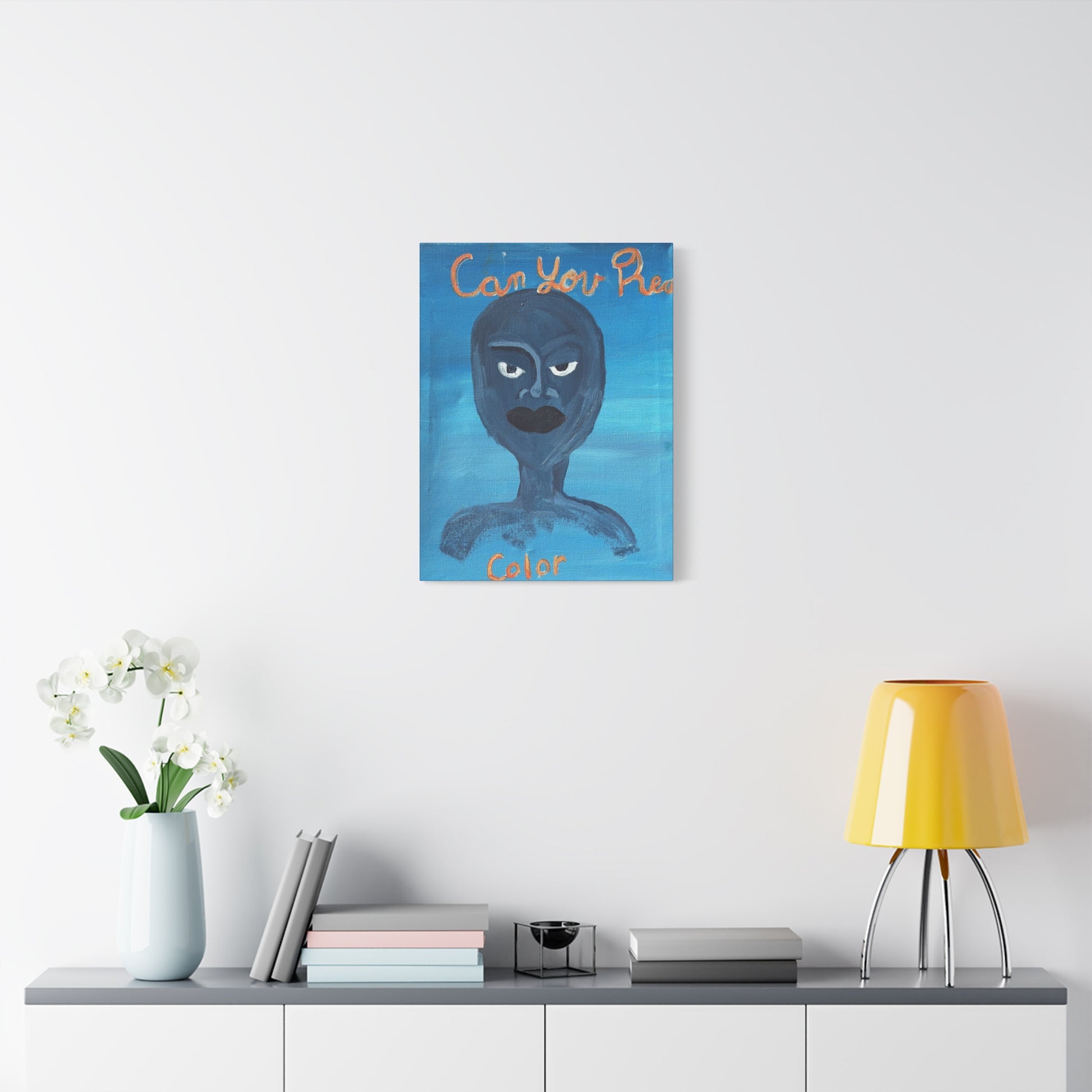 Blue Abstract Portrait Canvas Print — "Can You Hear" Matte Stretched Wall Art Printify