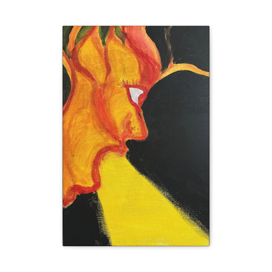 Abstract Sunburst Face Canvas Print — Vibrant Yellow & Orange Matte Wall Art Printify