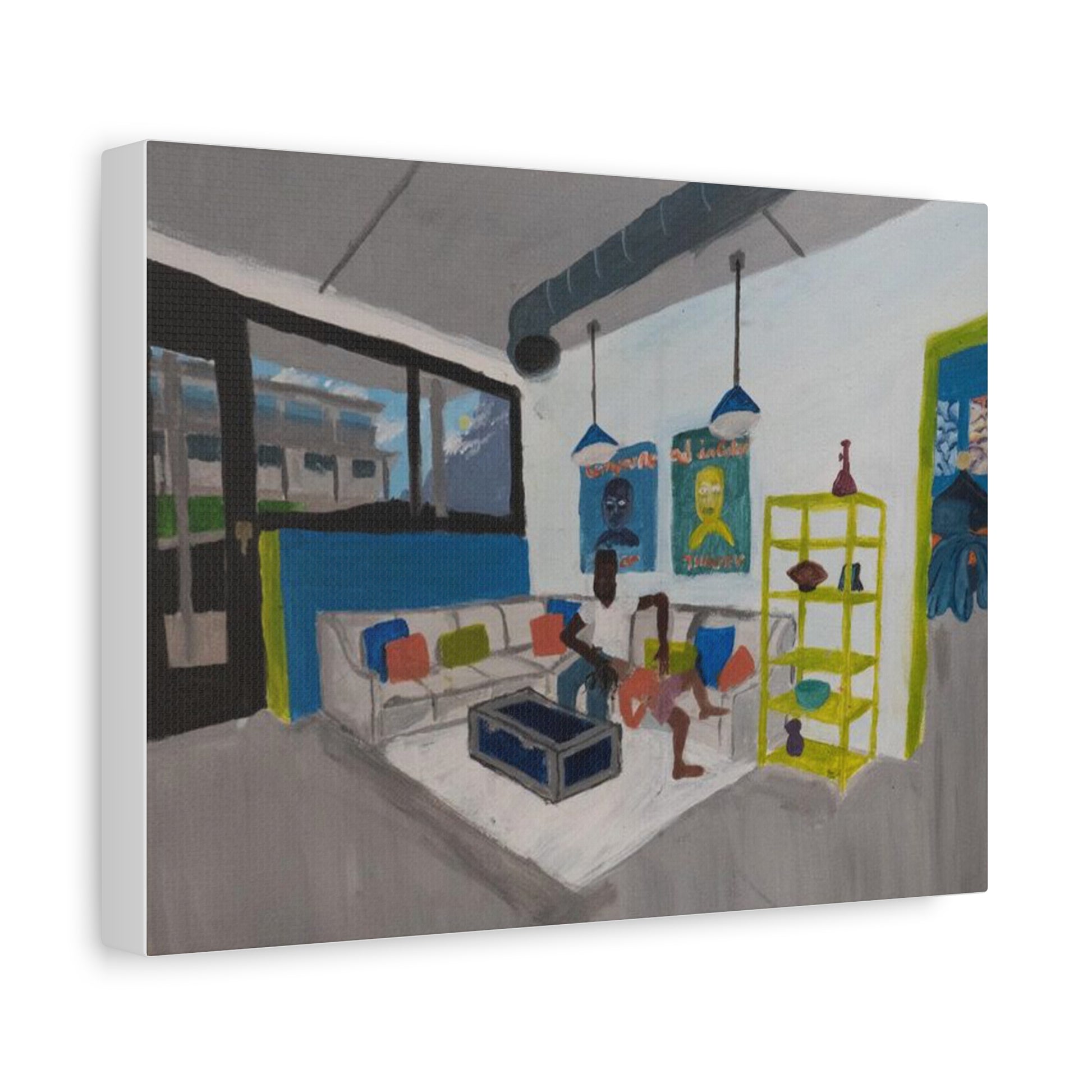 Loft Living Room Matte Canvas Wall Art - Modern Interior Painting Printify