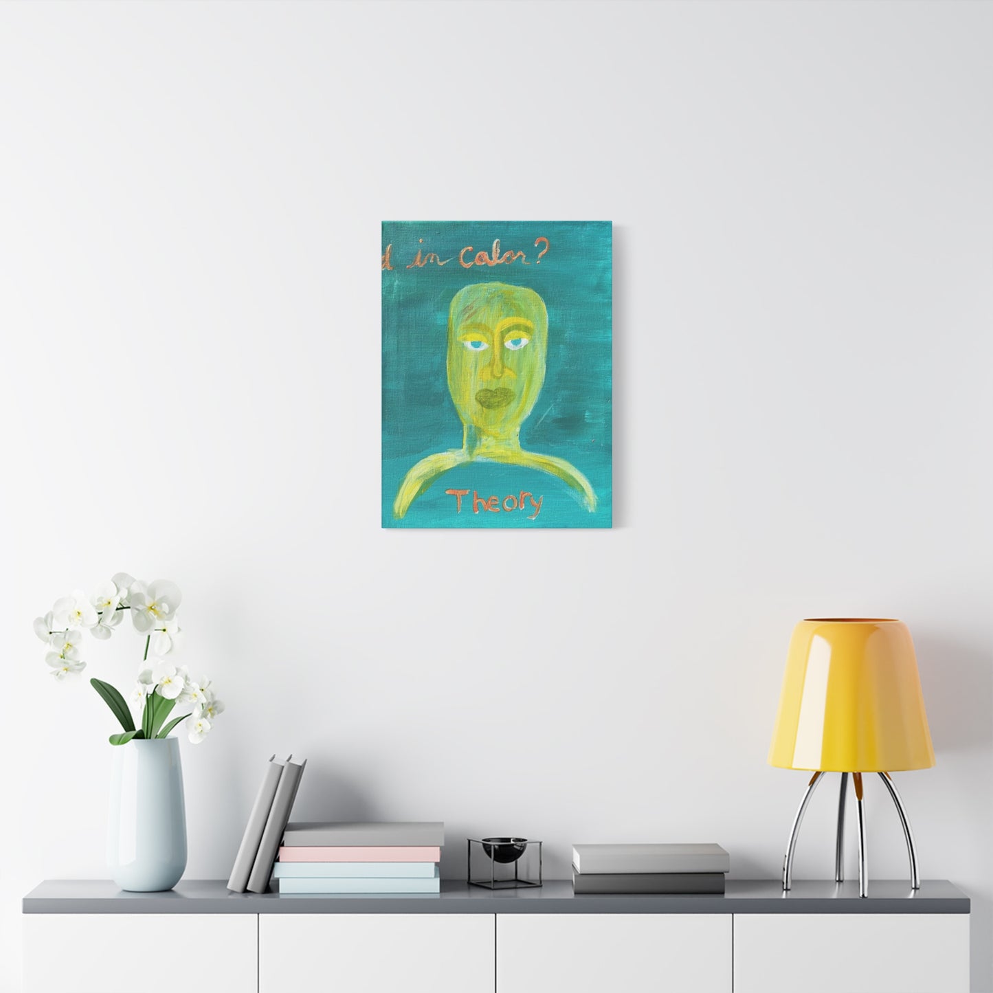 Abstract Face Painting Canvas - "Theory" Turquoise Matte Stretched Wall Art Printify
