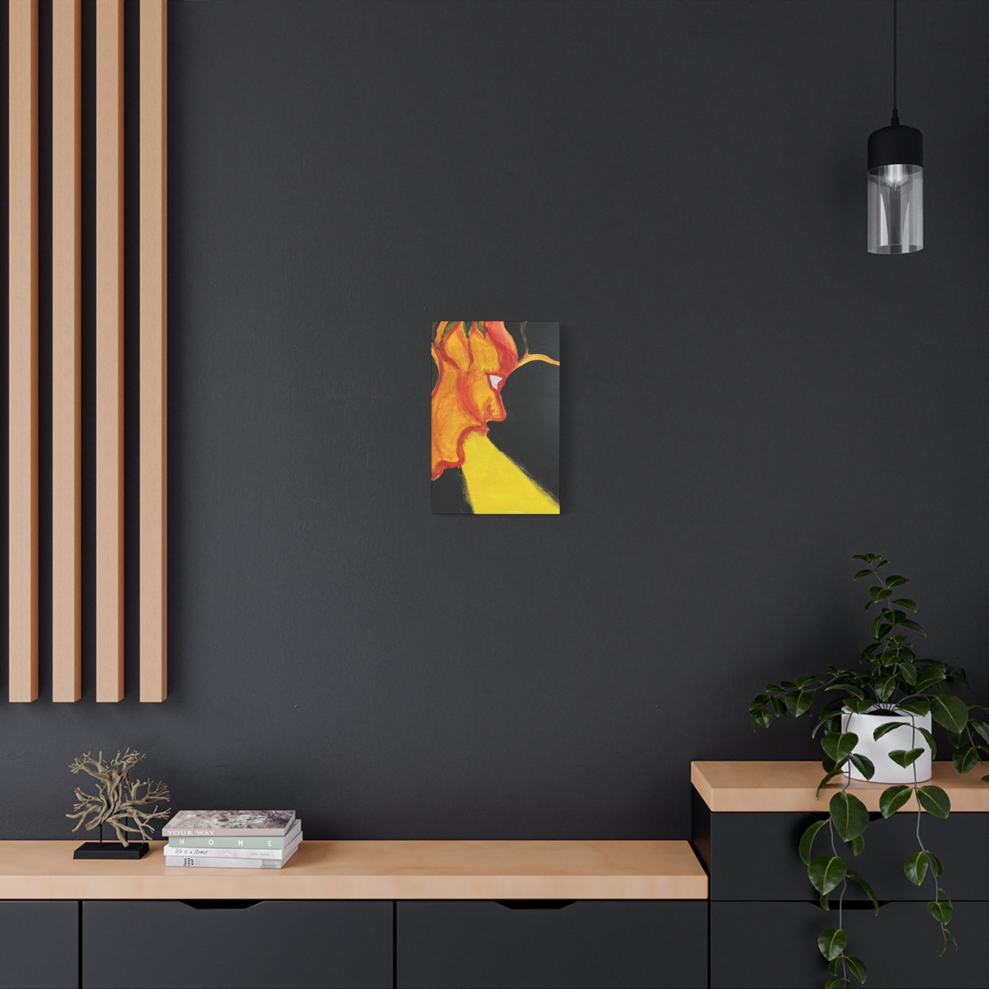 Abstract Sunburst Face Canvas Print — Vibrant Yellow & Orange Matte Wall Art Printify