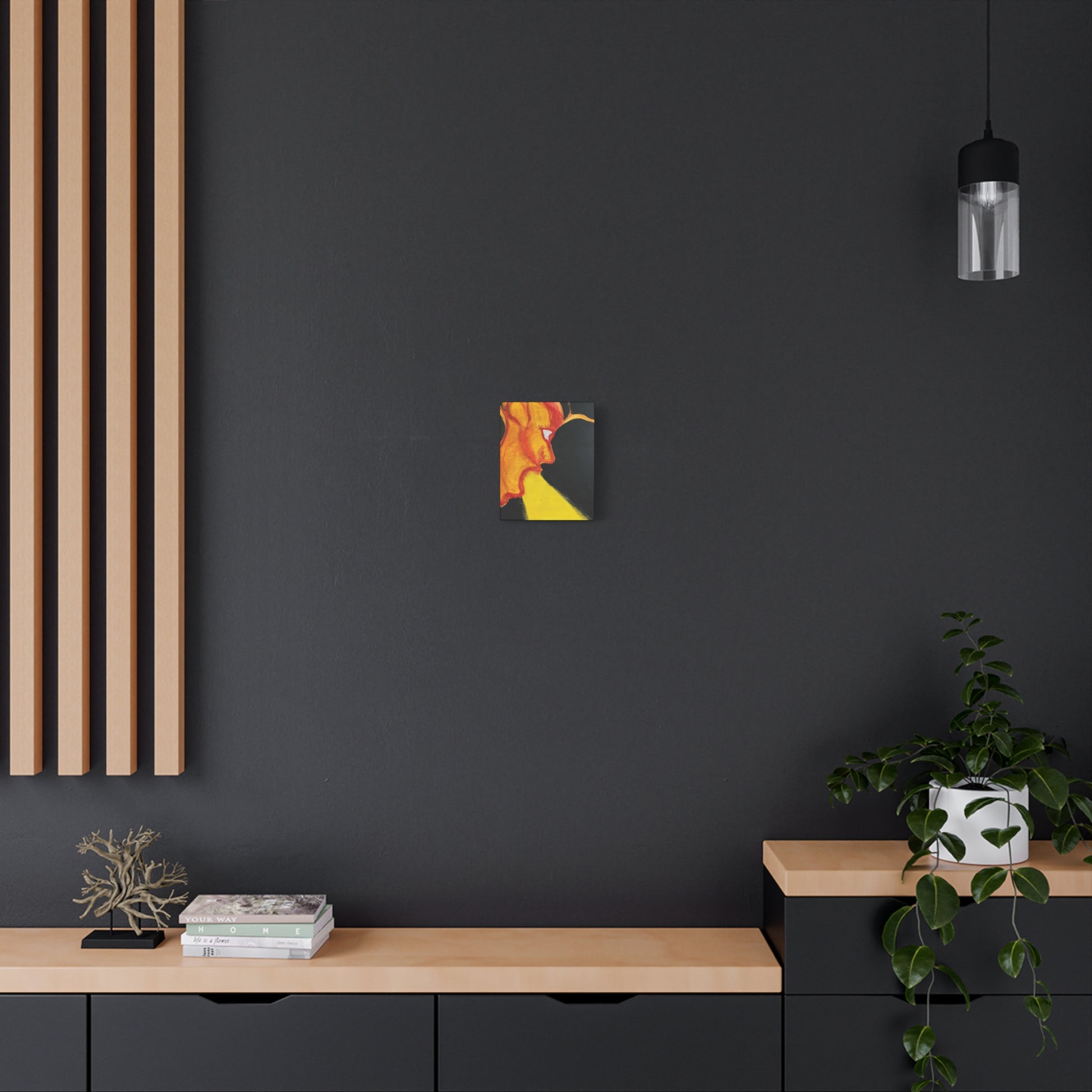 Abstract Sunburst Face Canvas Print — Vibrant Yellow & Orange Matte Wall Art Printify