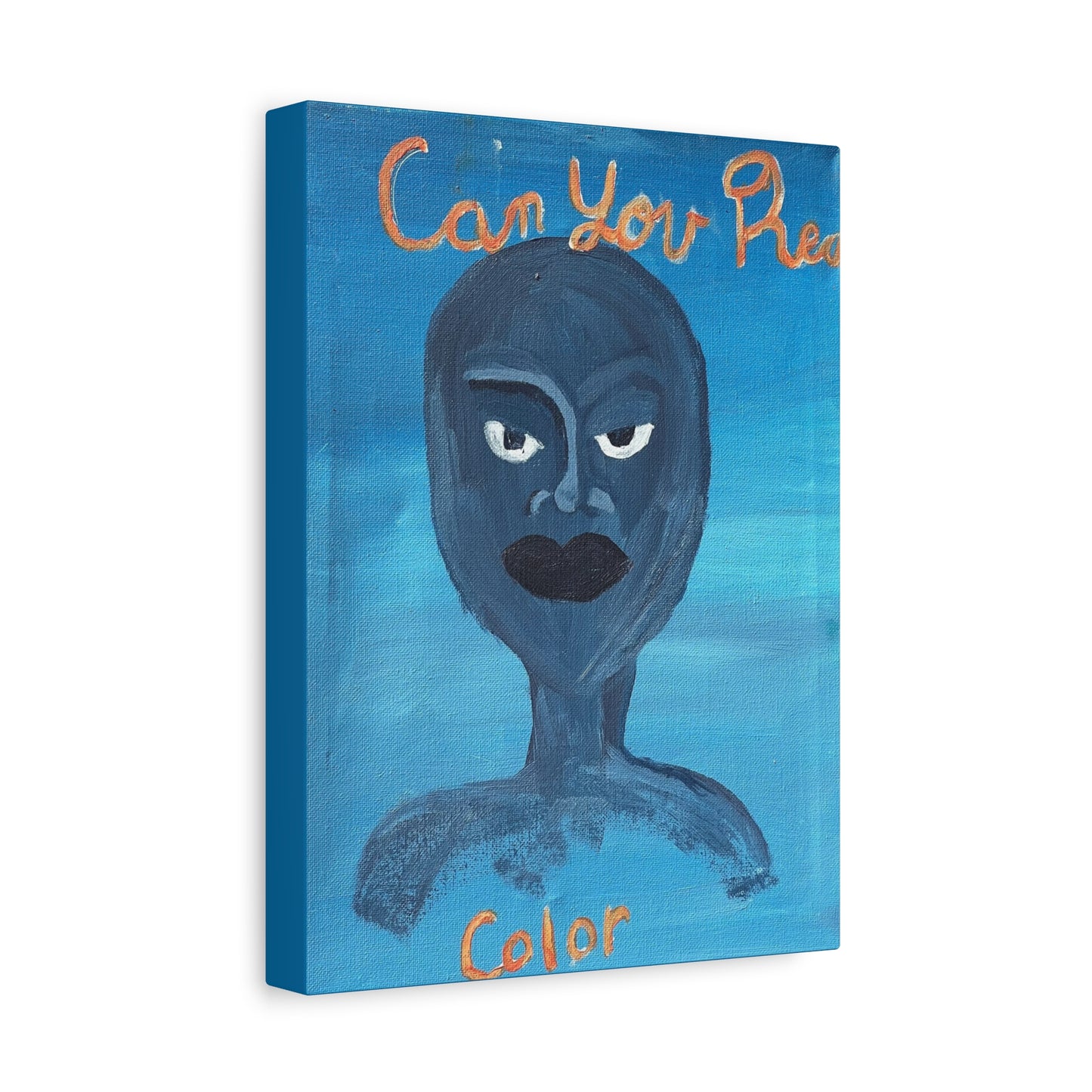 Blue Abstract Portrait Canvas Print — "Can You Hear" Matte Stretched Wall Art Printify