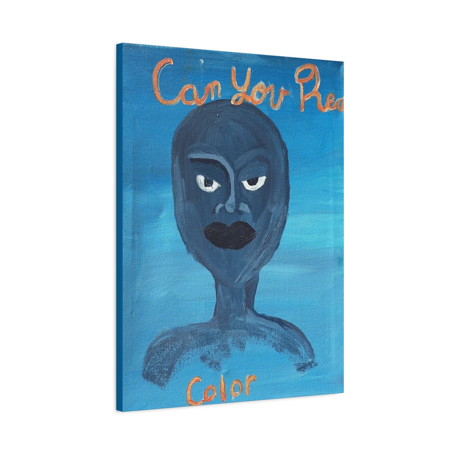 Blue Abstract Portrait Canvas Print — "Can You Hear" Matte Stretched Wall Art Printify