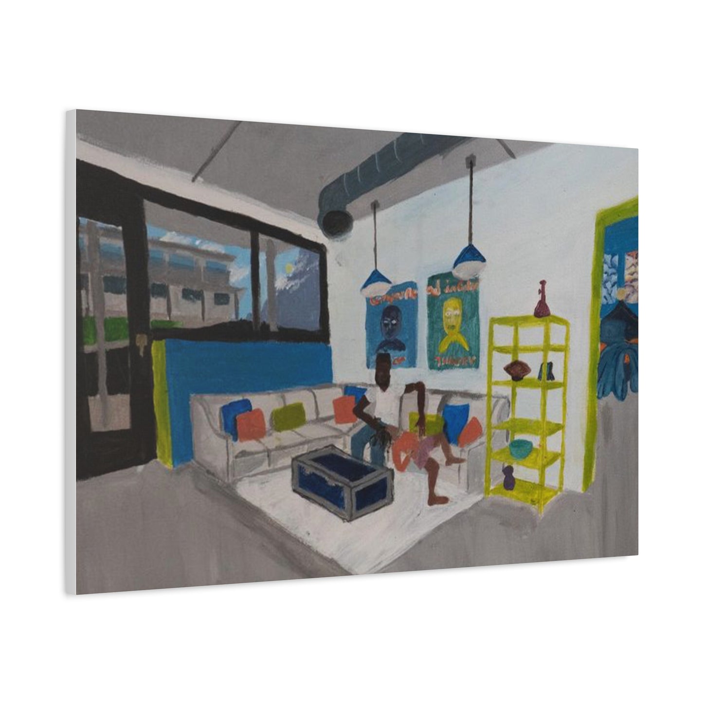 Loft Living Room Matte Canvas Wall Art - Modern Interior Painting Printify