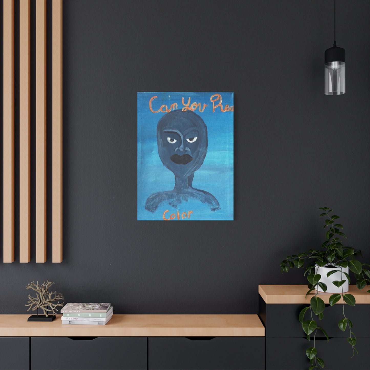 Blue Abstract Portrait Canvas Print — "Can You Hear" Matte Stretched Wall Art Printify