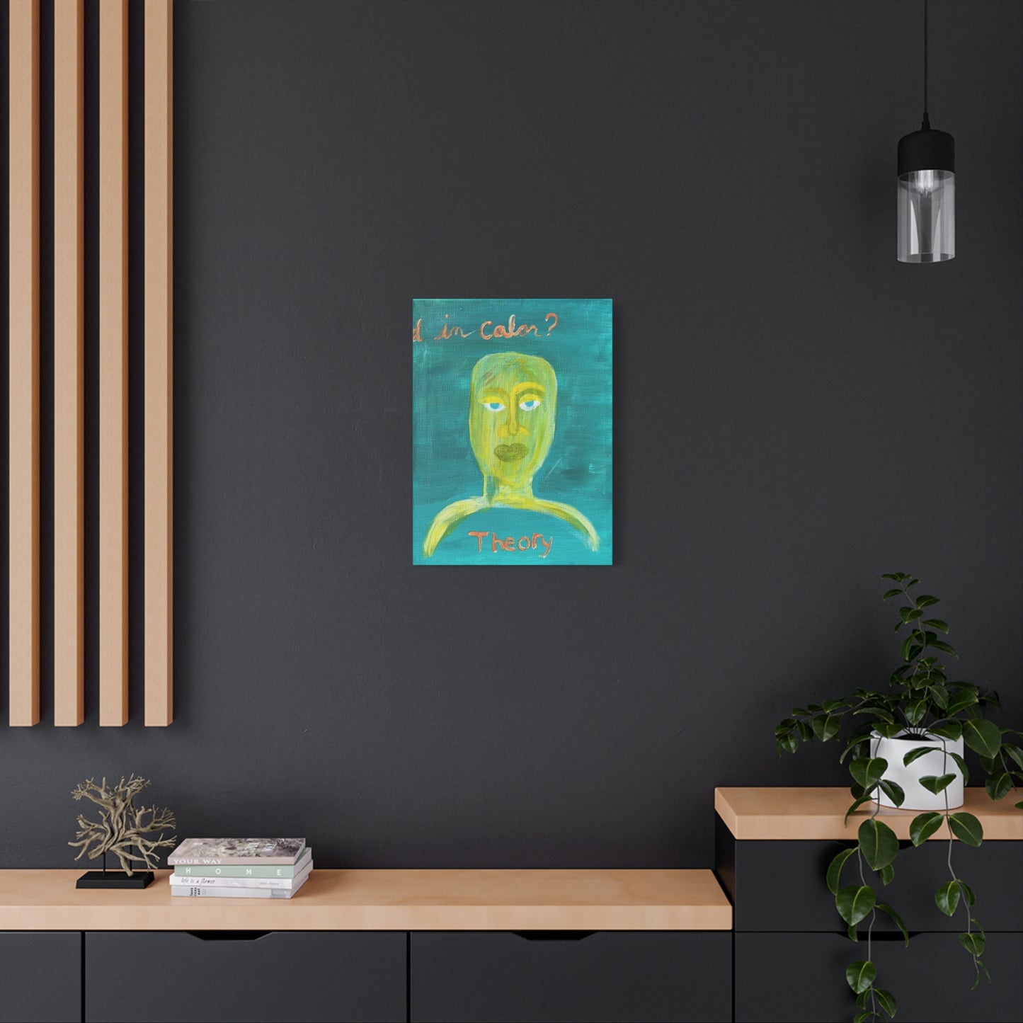 Abstract Face Painting Canvas - "Theory" Turquoise Matte Stretched Wall Art Printify