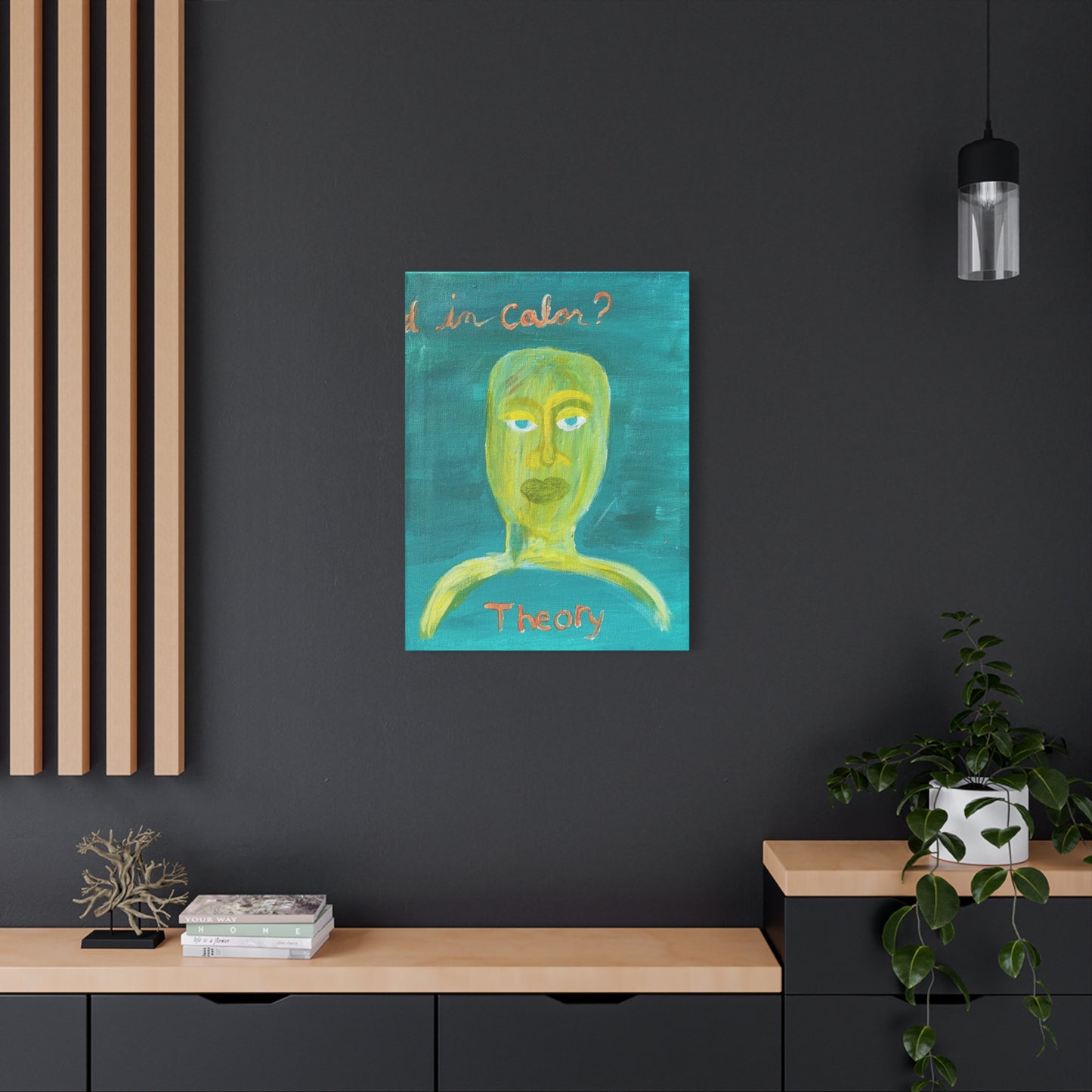 Abstract Face Painting Canvas - "Theory" Turquoise Matte Stretched Wall Art Printify