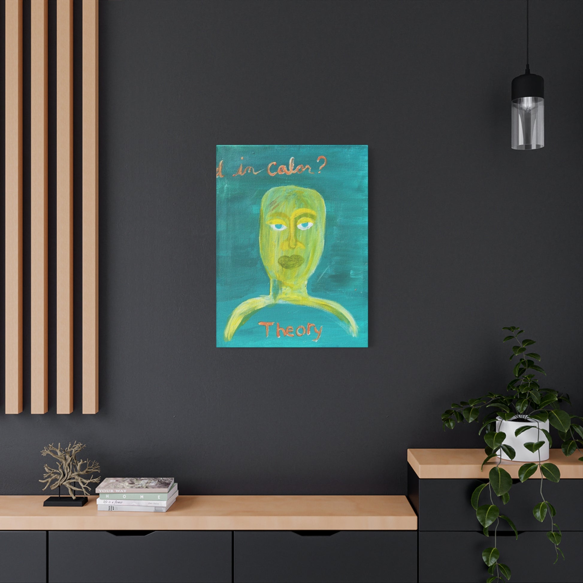 Abstract Face Painting Canvas - "Theory" Turquoise Matte Stretched Wall Art Printify