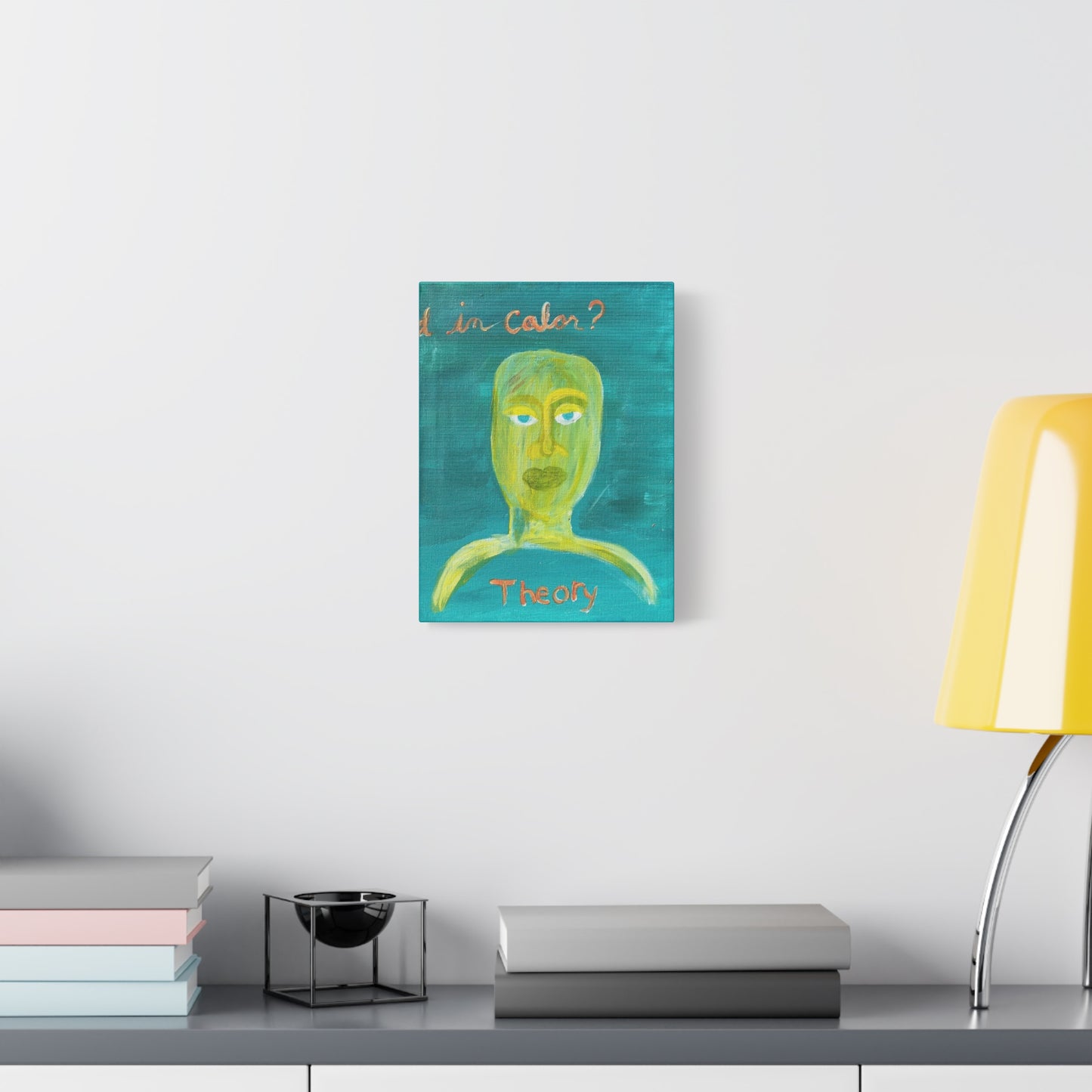 Abstract Face Painting Canvas - "Theory" Turquoise Matte Stretched Wall Art Printify