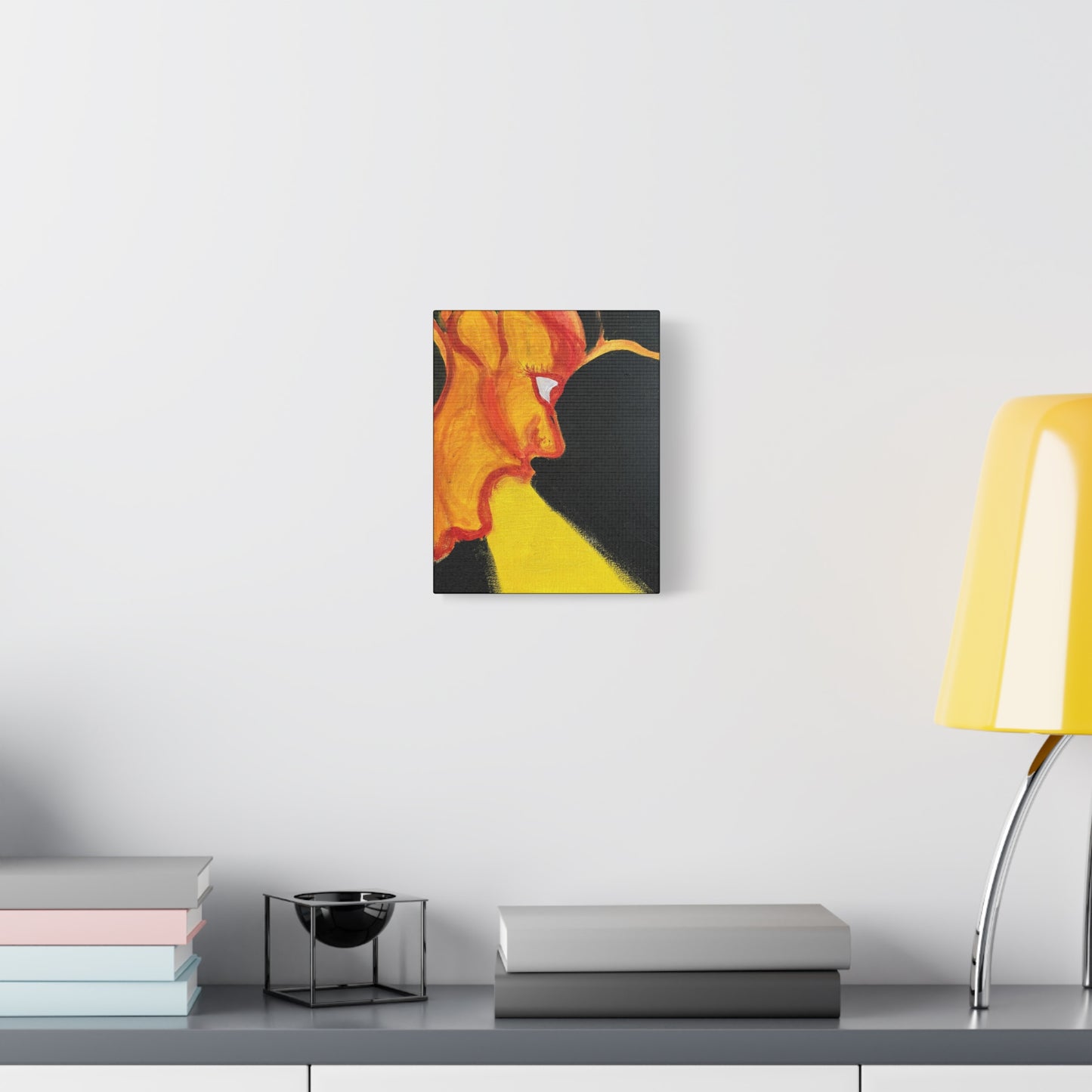 Abstract Sunburst Face Canvas Print — Vibrant Yellow & Orange Matte Wall Art Printify