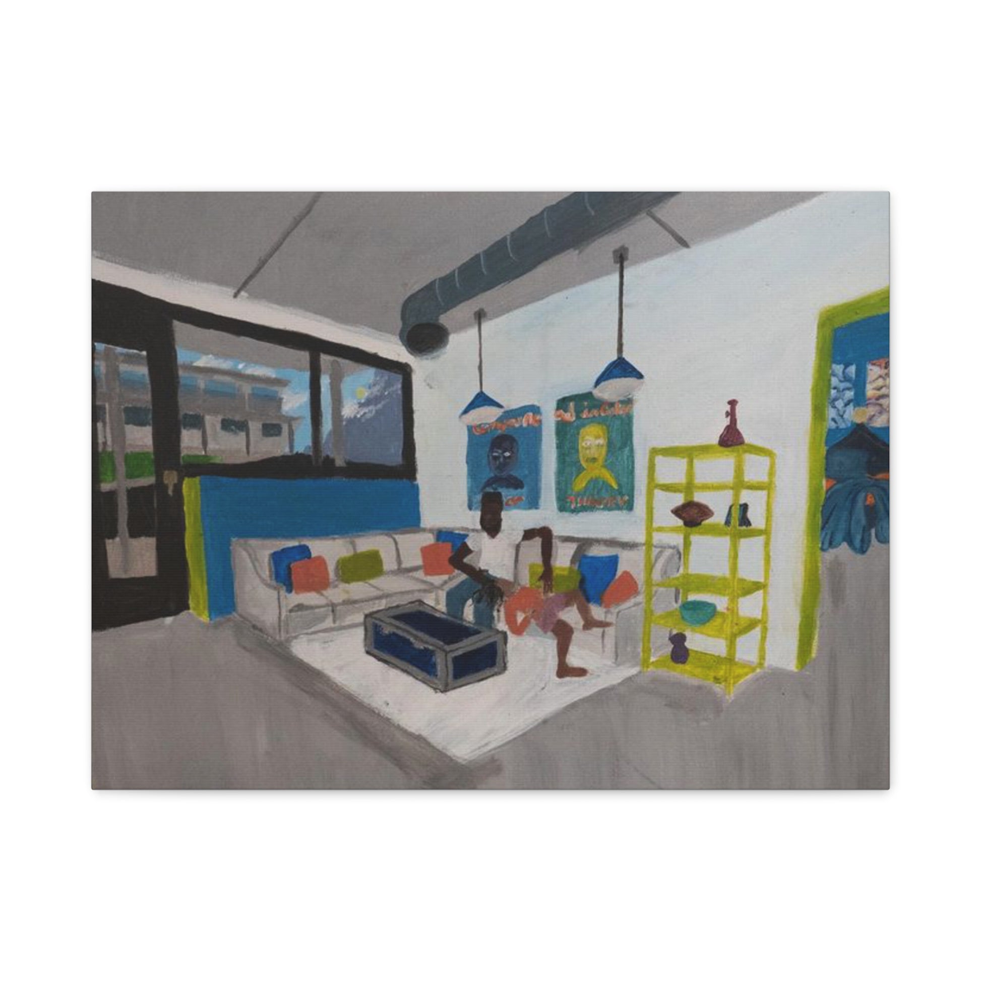 Loft Living Room Matte Canvas Wall Art - Modern Interior Painting Printify