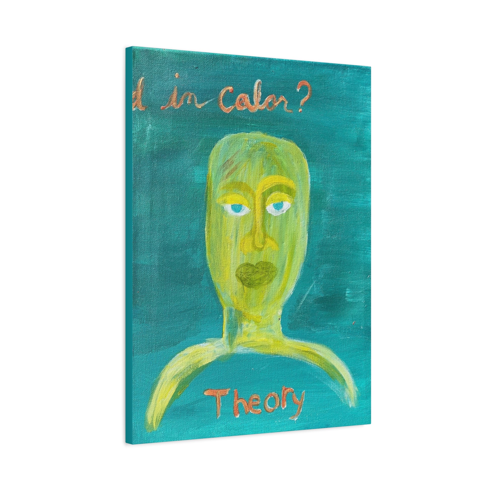 Abstract Face Painting Canvas - "Theory" Turquoise Matte Stretched Wall Art Printify