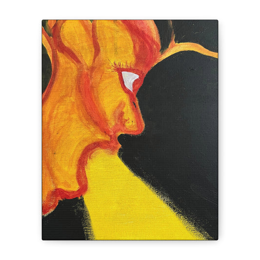 Abstract Sunburst Face Canvas Print — Vibrant Yellow & Orange Matte Wall Art Printify