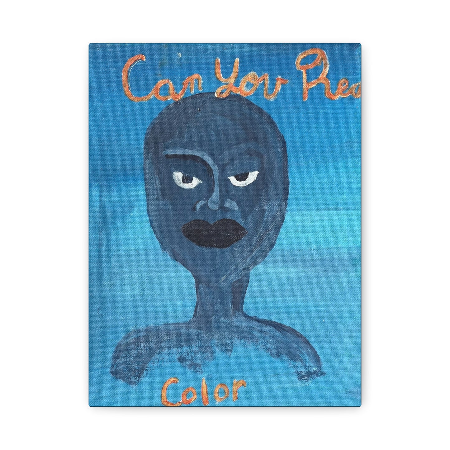 Blue Abstract Portrait Canvas Print — "Can You Hear" Matte Stretched Wall Art Printify