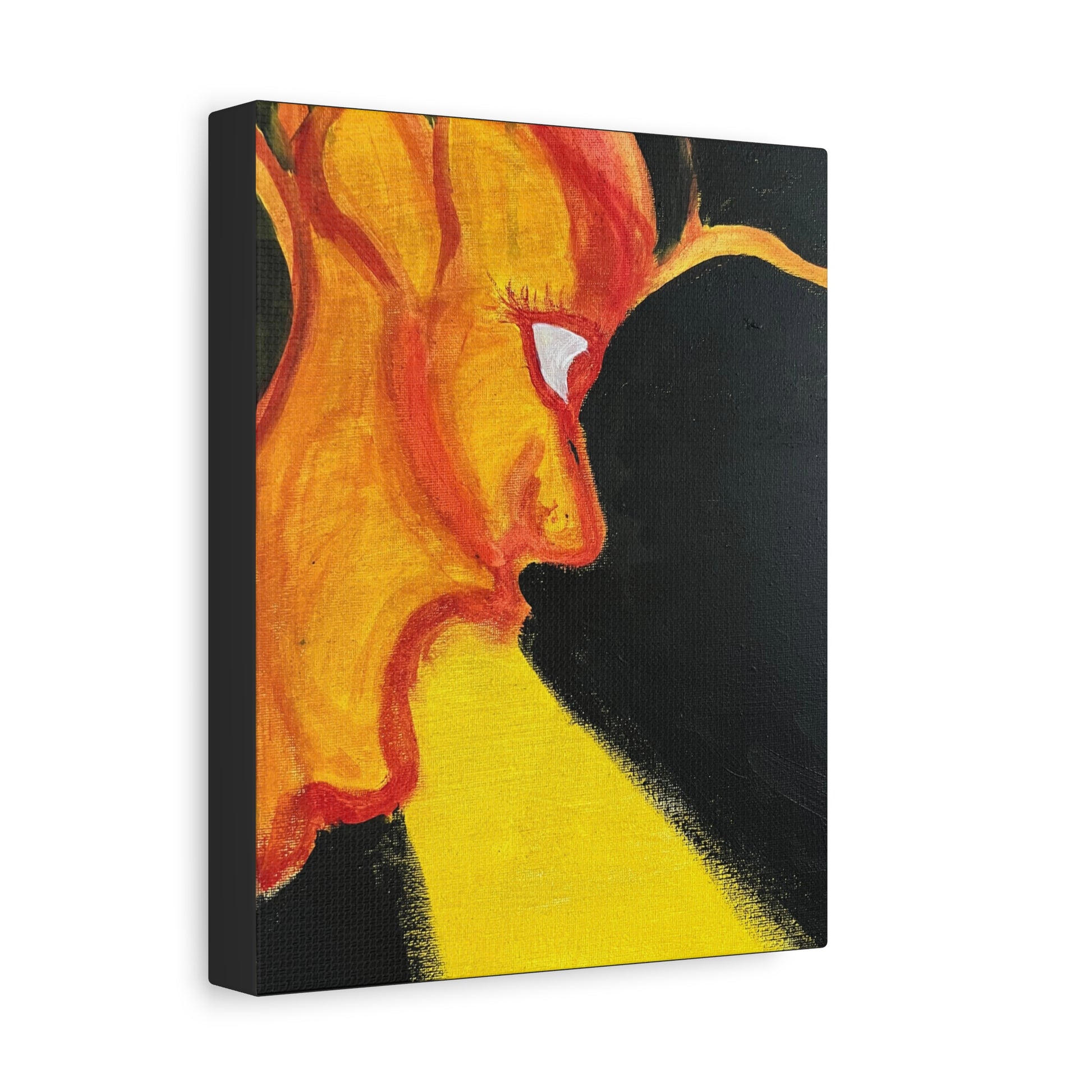 Abstract Sunburst Face Canvas Print — Vibrant Yellow & Orange Matte Wall Art Printify