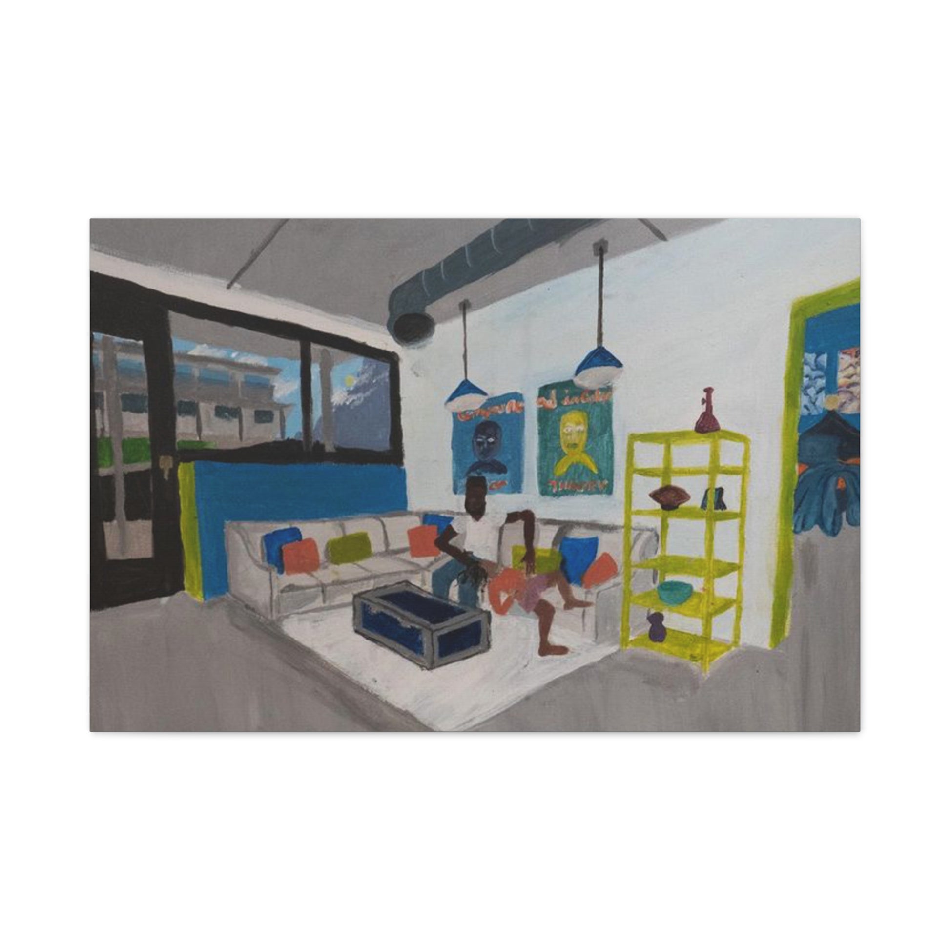 Loft Living Room Matte Canvas Wall Art - Modern Interior Painting Printify