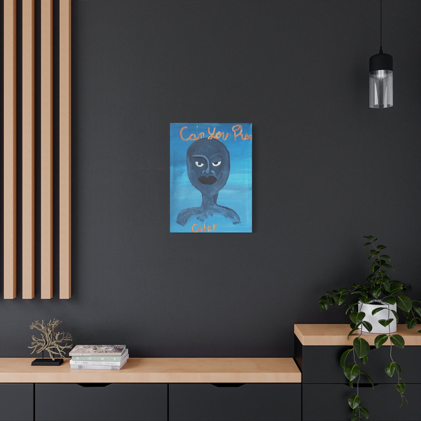 Blue Abstract Portrait Canvas Print — "Can You Hear" Matte Stretched Wall Art Printify