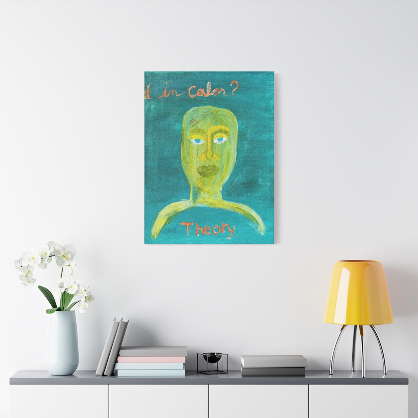 Abstract Face Painting Canvas - "Theory" Turquoise Matte Stretched Wall Art Printify