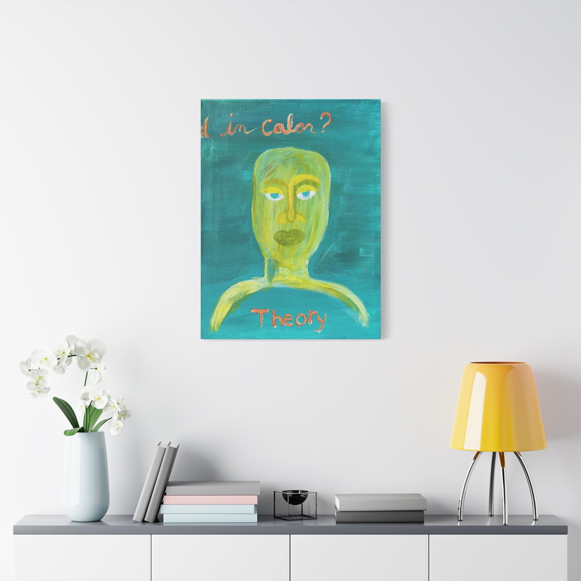 Abstract Face Painting Canvas - "Theory" Turquoise Matte Stretched Wall Art Printify