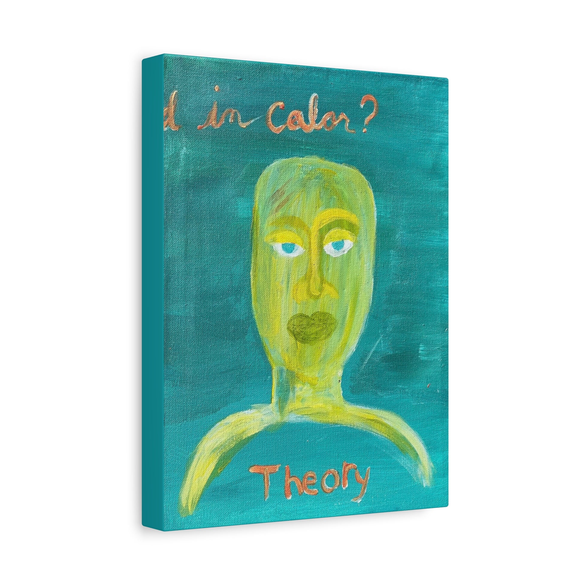 Abstract Face Painting Canvas - "Theory" Turquoise Matte Stretched Wall Art Printify