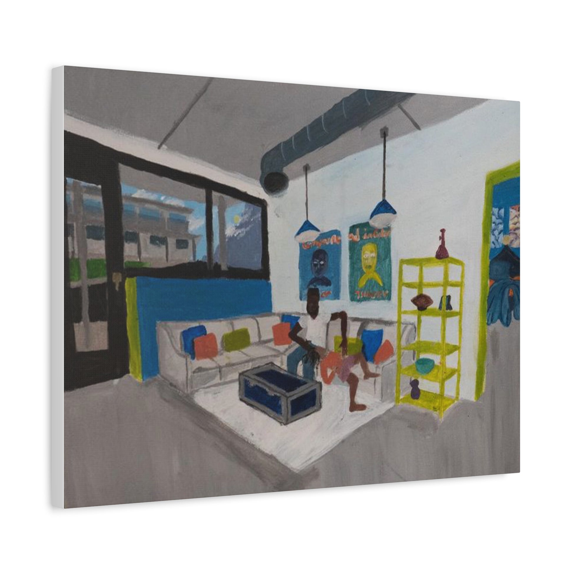 Loft Living Room Matte Canvas Wall Art - Modern Interior Painting Printify