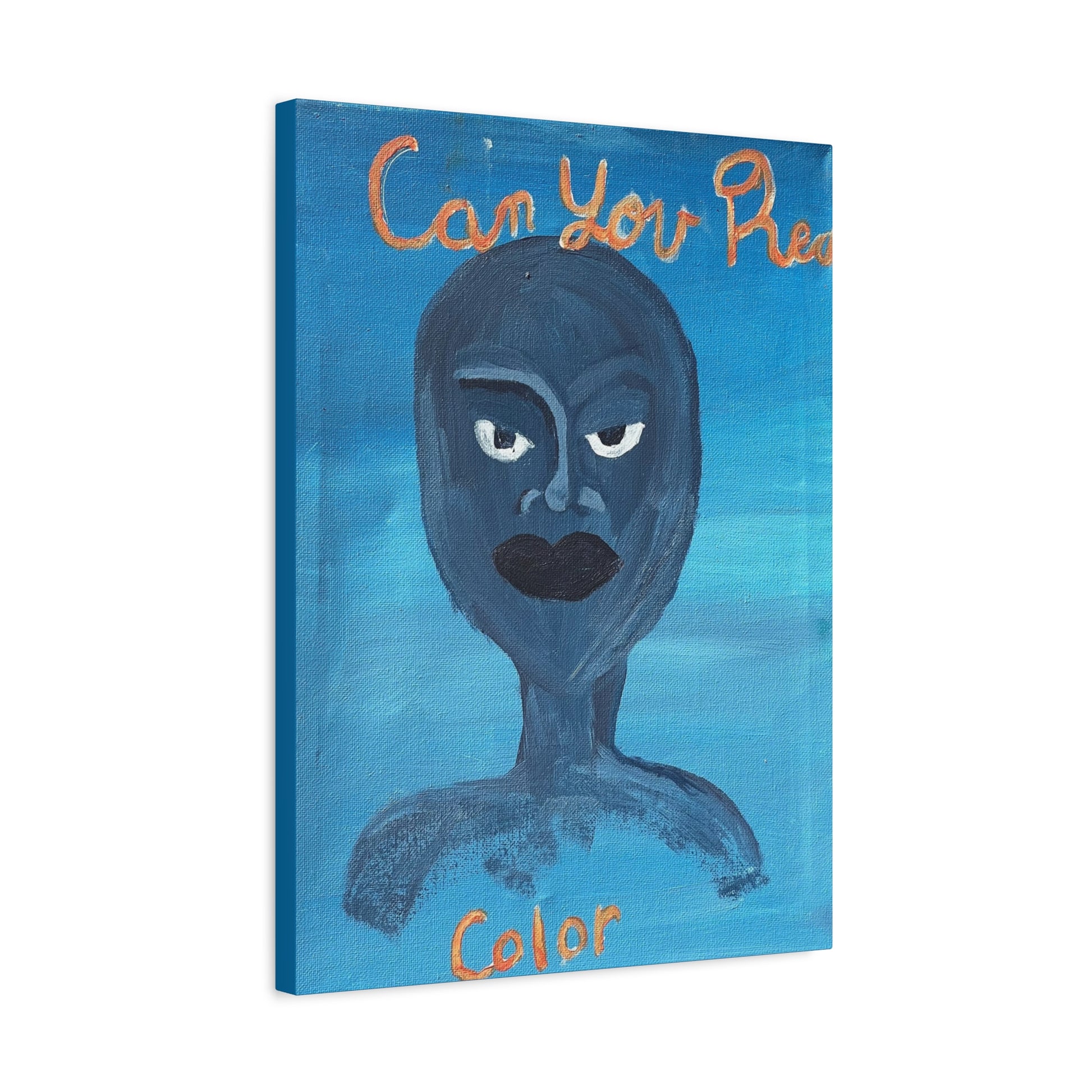 Blue Abstract Portrait Canvas Print — "Can You Hear" Matte Stretched Wall Art Printify