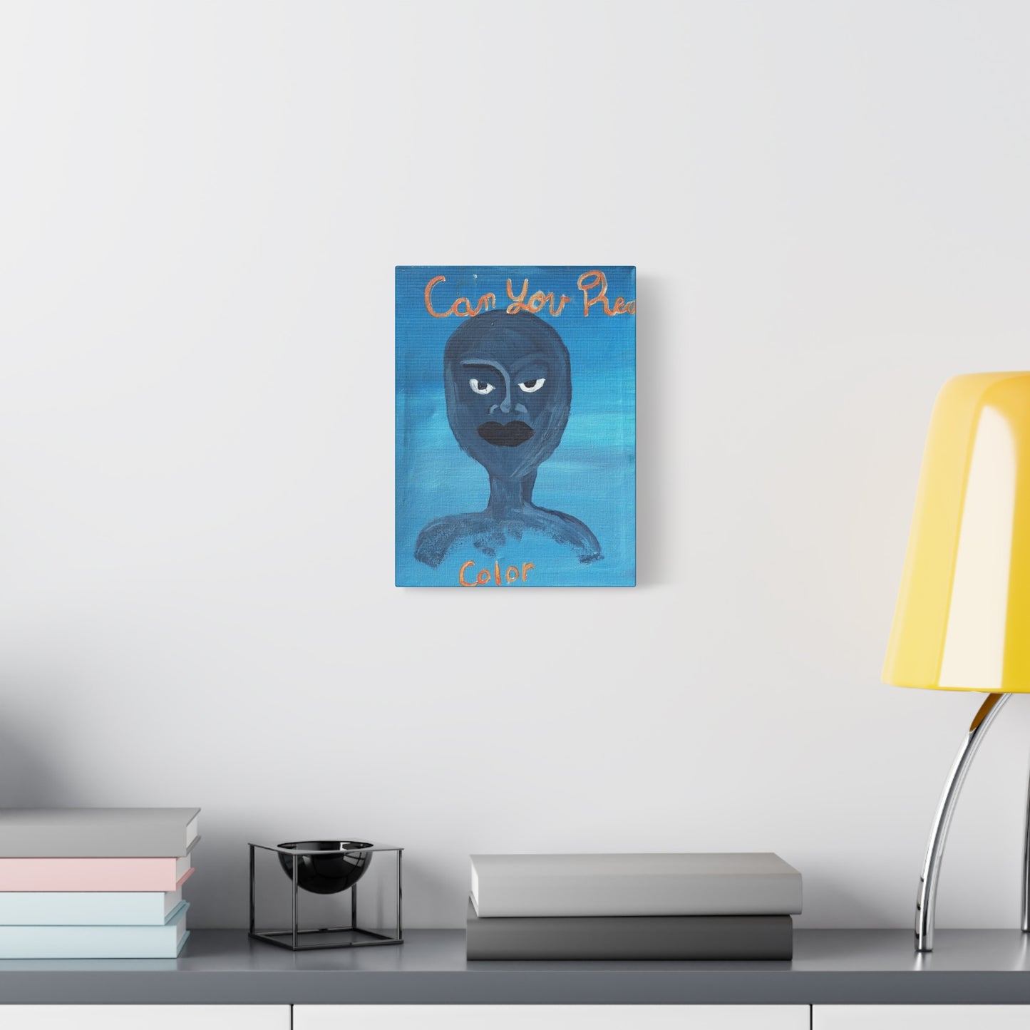 Blue Abstract Portrait Canvas Print — "Can You Hear" Matte Stretched Wall Art Printify