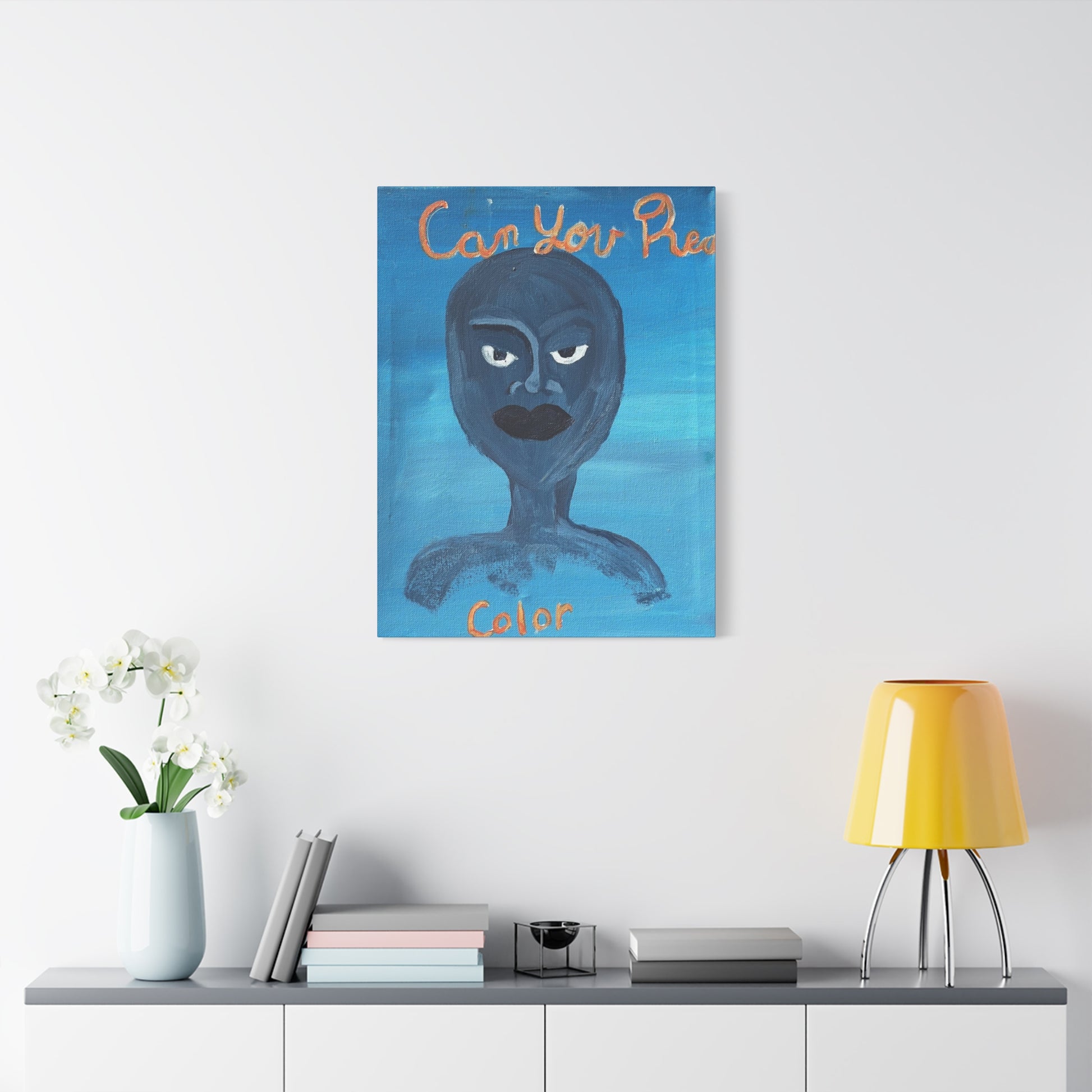 Blue Abstract Portrait Canvas Print — "Can You Hear" Matte Stretched Wall Art Printify