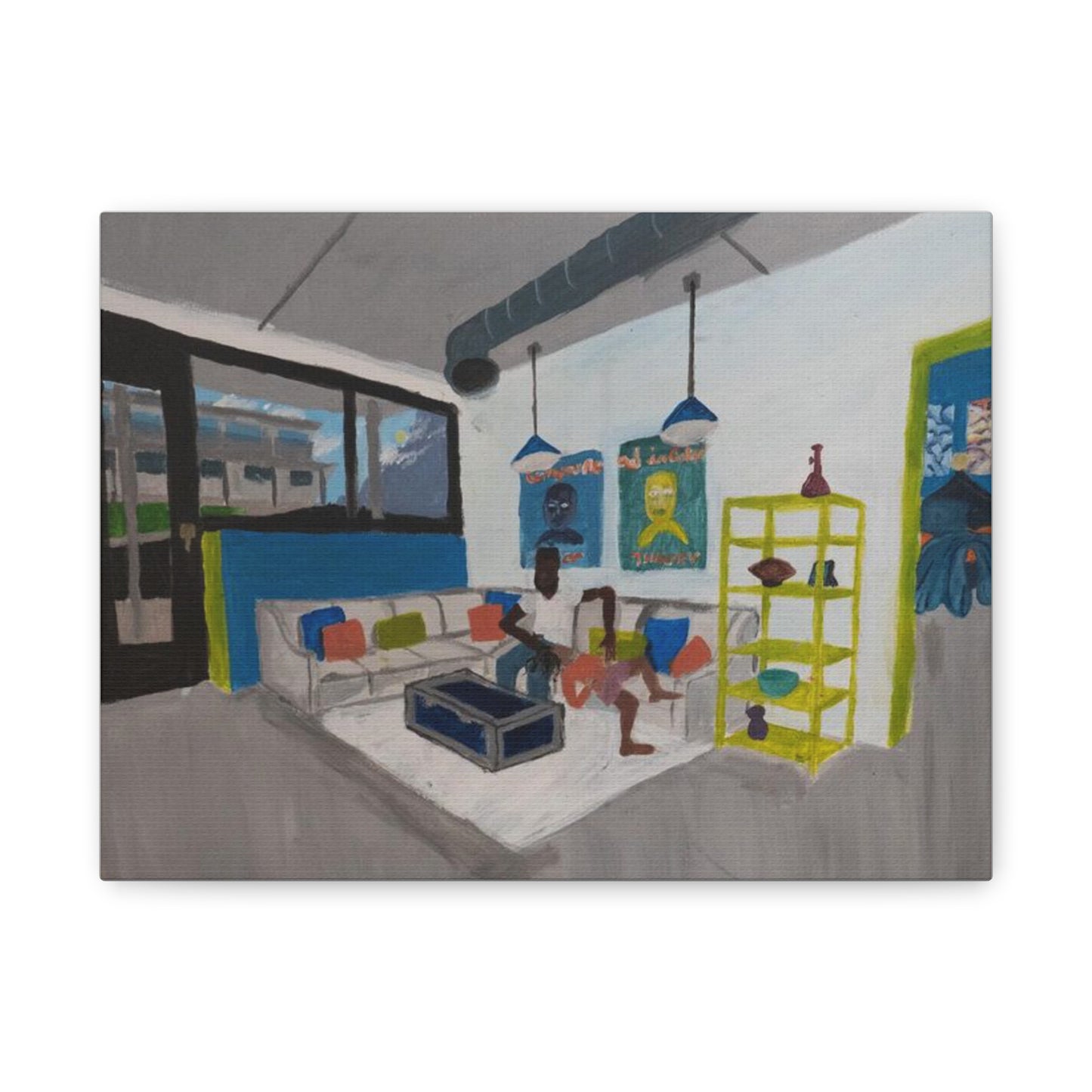 Loft Living Room Matte Canvas Wall Art - Modern Interior Painting Printify