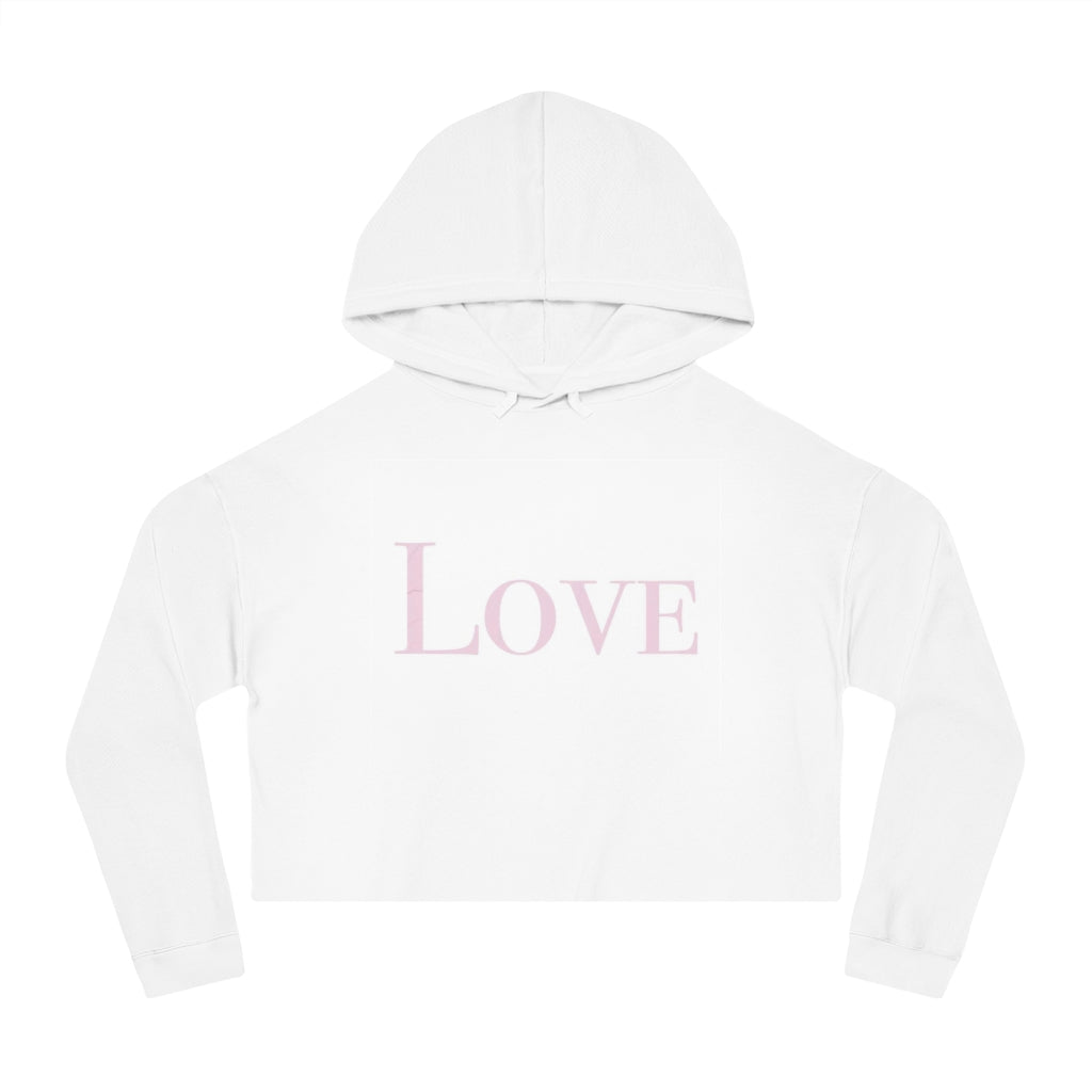 Love in Rose Quartz Womens Cropped Hooded Sweatshirt