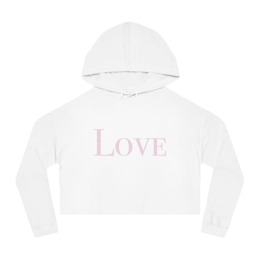 Love in Rose Quartz Womens Cropped Hooded Sweatshirt